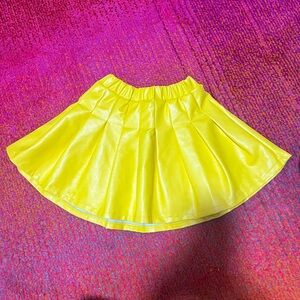 Lola & the boys yellow faux leather pleated skirt